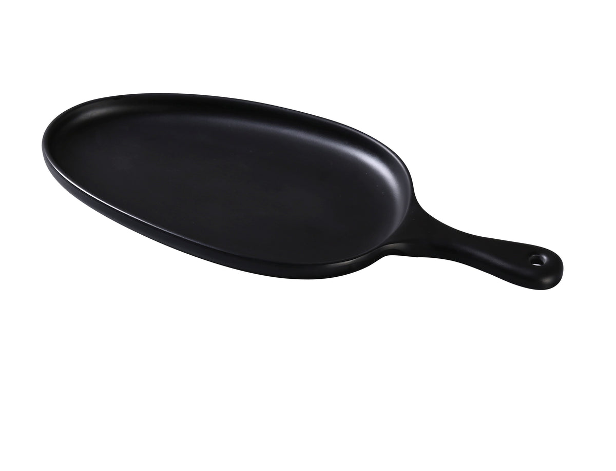 Yanco MO-808BK Pan Plate, 14.5" x 6.5" Melamine, Black Matte, Dishwasher Safe - Case of 12