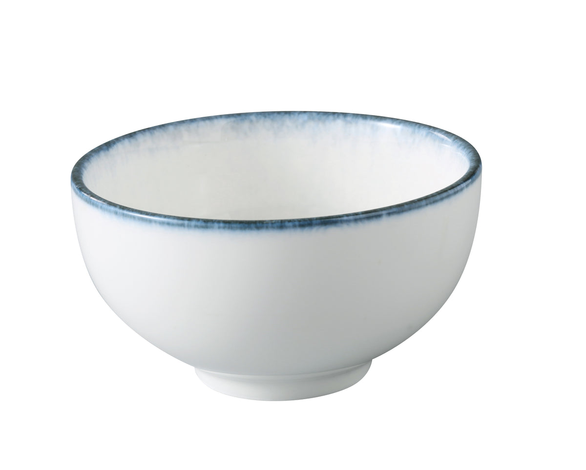 Yanco MR-504 Mars Rice Bowl, 10 oz, 4.5" Dia x 2.5" H China, White & Blue, Dishwasher Safe - Case of 36