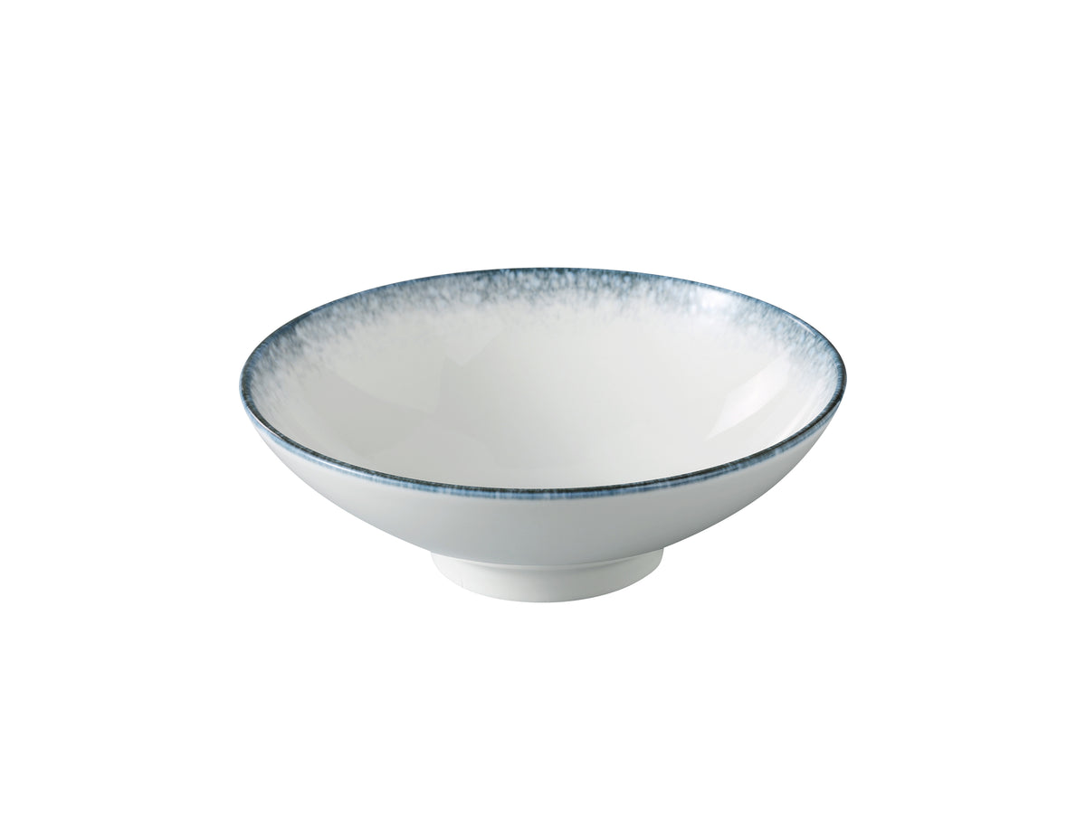 Yanco MR-507 - 23.5 oz China Bowl, 7 5/8" Dia x 2 5/8" H, White & Blue, Dishwasher Safe - Case of 24