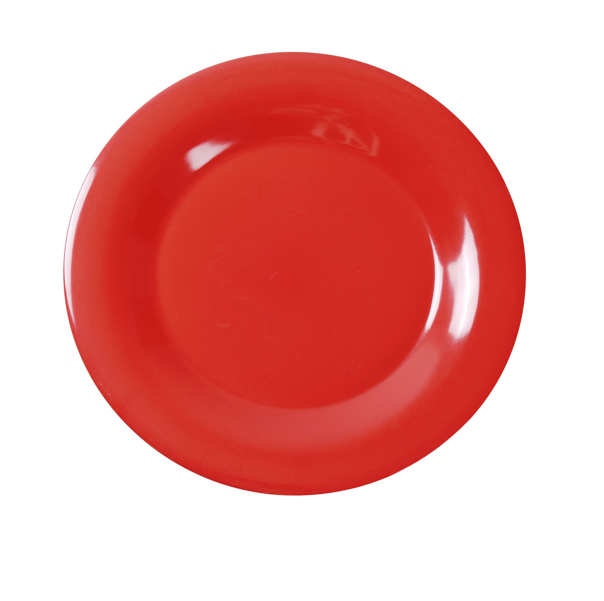 Yanco MS-007RD - 7-1/2" Wide Rim Melamine Plate, Orange Red, Dishwasher Safe, NSF - Case of 48
