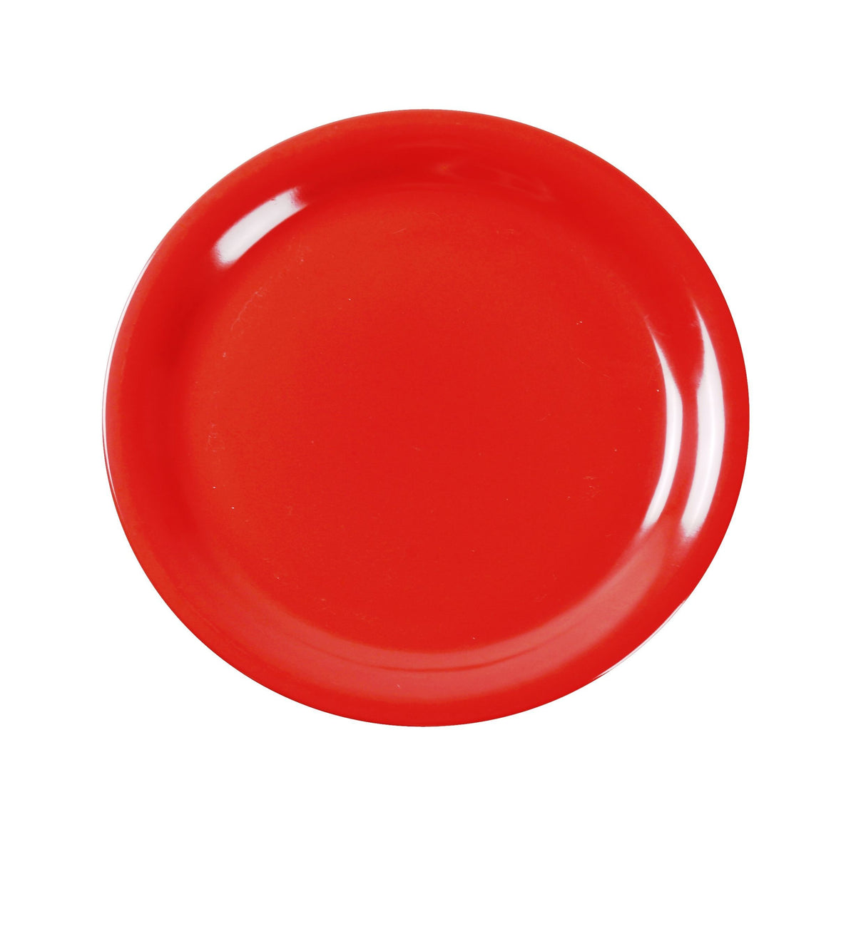 Yanco MS-106RD - 6-1/2" Round Melamine Plate, Orange Red, Narrow Rim, Heavy-Duty, NSF - Case of 48