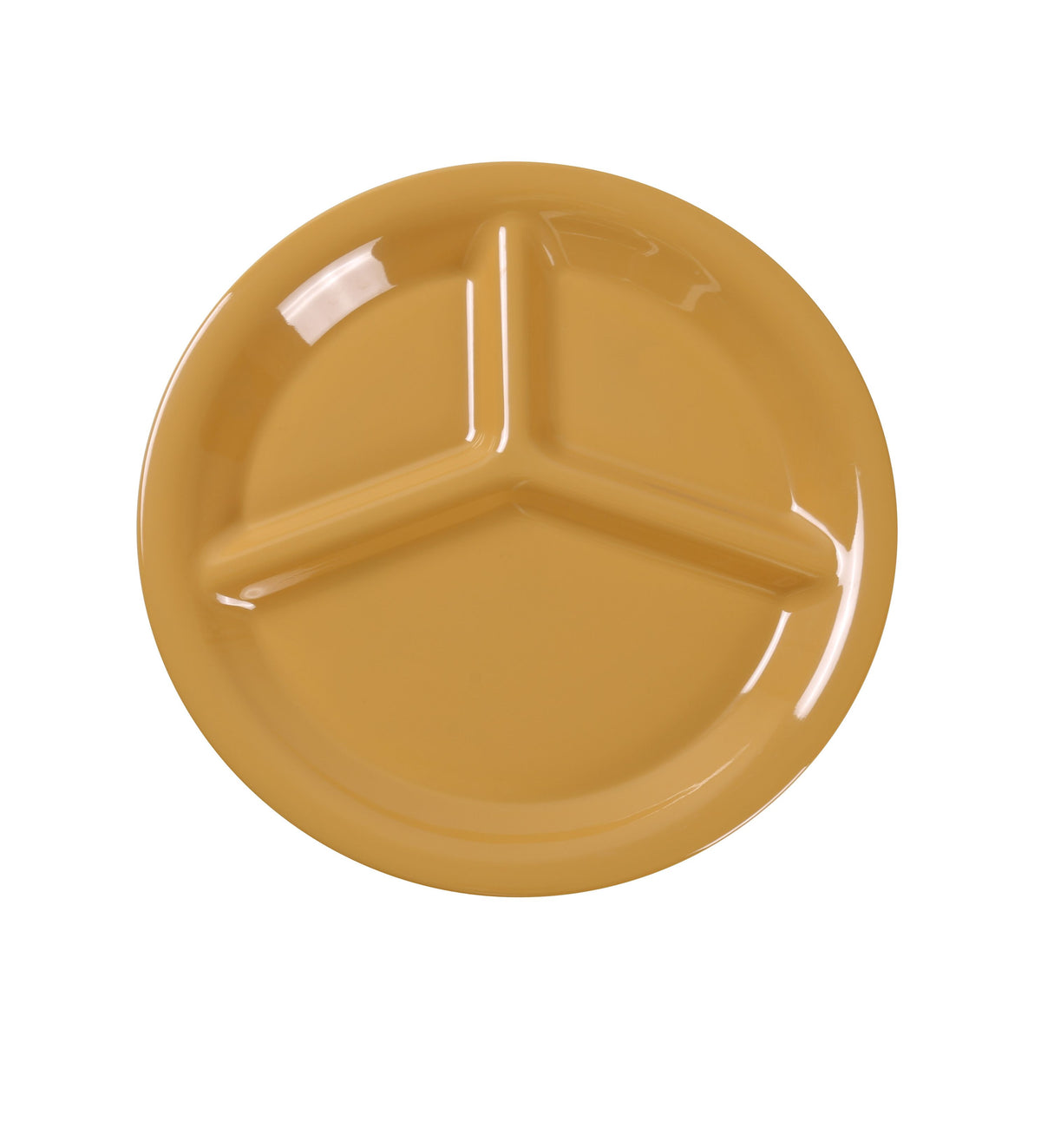 Yanco MS-710YL - 10" Yellow Melamine Plate, 3-Compartment, Dishwasher Safe, NSF - Case of 24