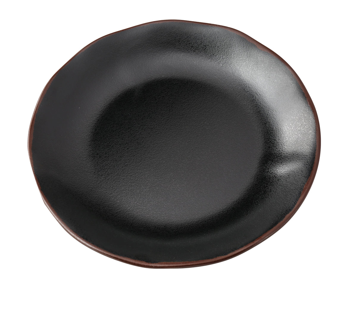 Yanco NA-109BK - 9" Melamine Dinner Plate, Black Brown Accent, 8-9" Diameter, Coupe - Case of 36