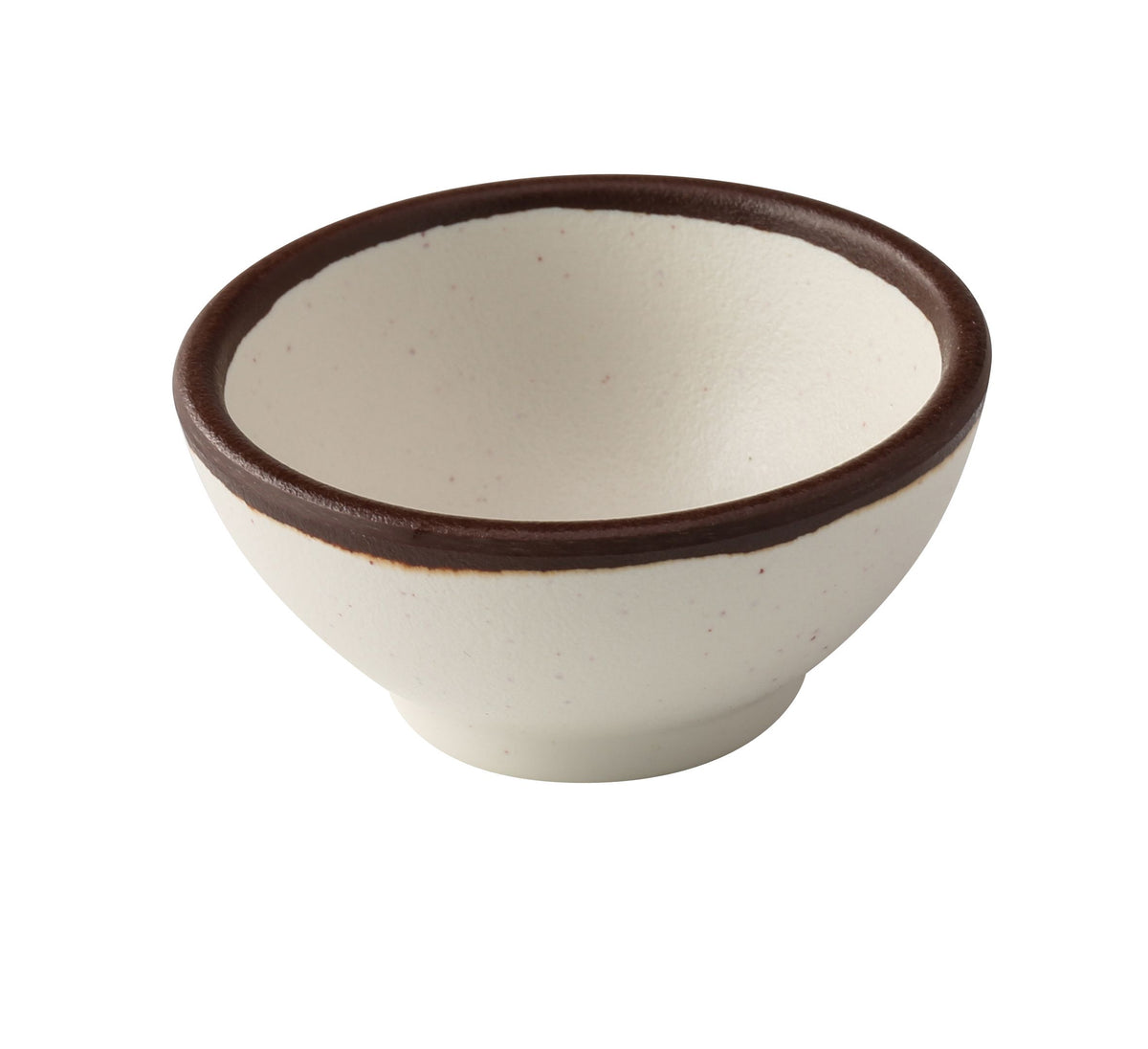 Yanco NA-5003 Sauce Dish, 3-1/2" Dia x 1-5/8" H, 4 Oz, Round Melamine, White/Brown Accent - Case of 72
