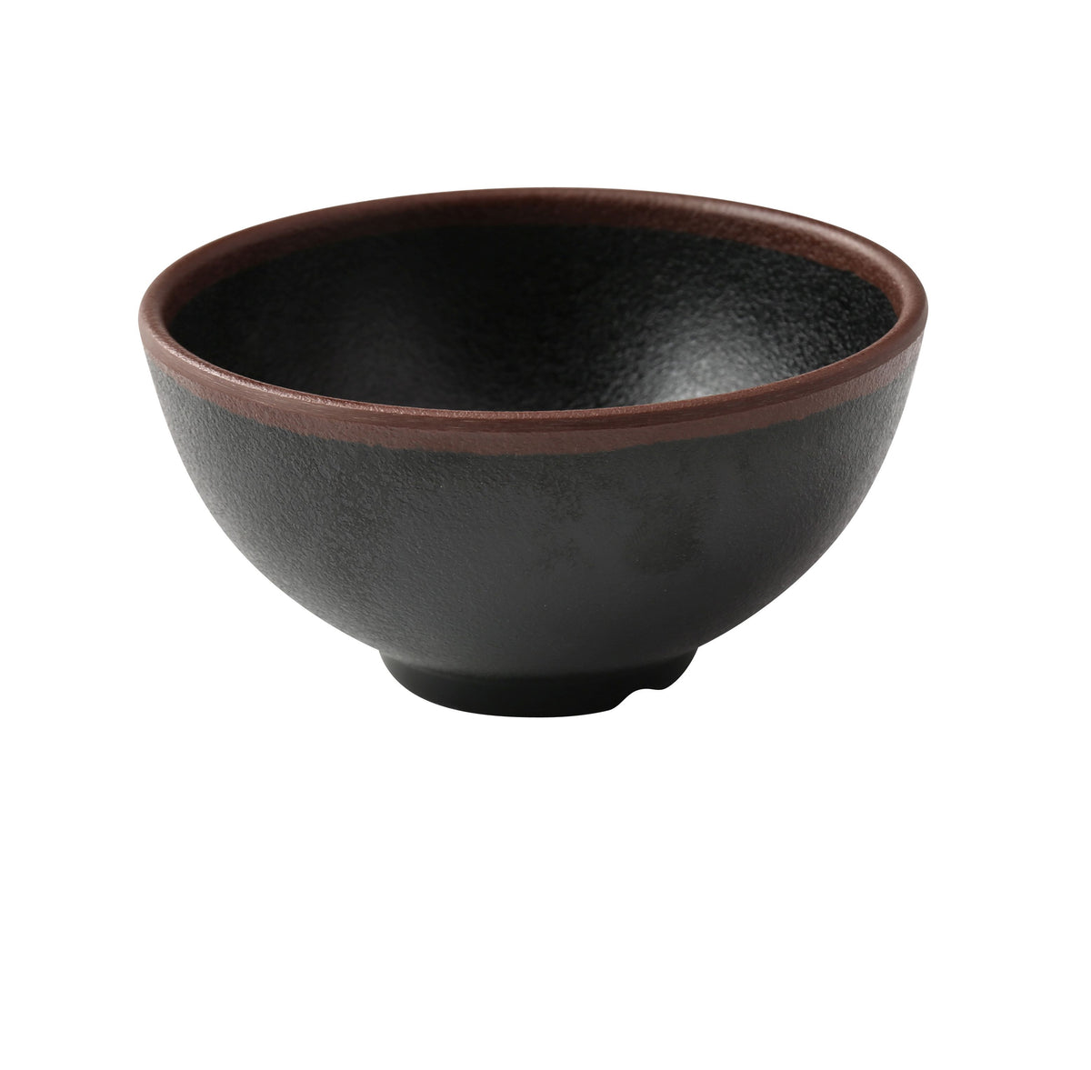 Yanco NA-504BK - 4-1/2" Dia x 2-1/4" H Round Melamine Bowl, Black With Brown Accent, 10 Oz - Case of 48