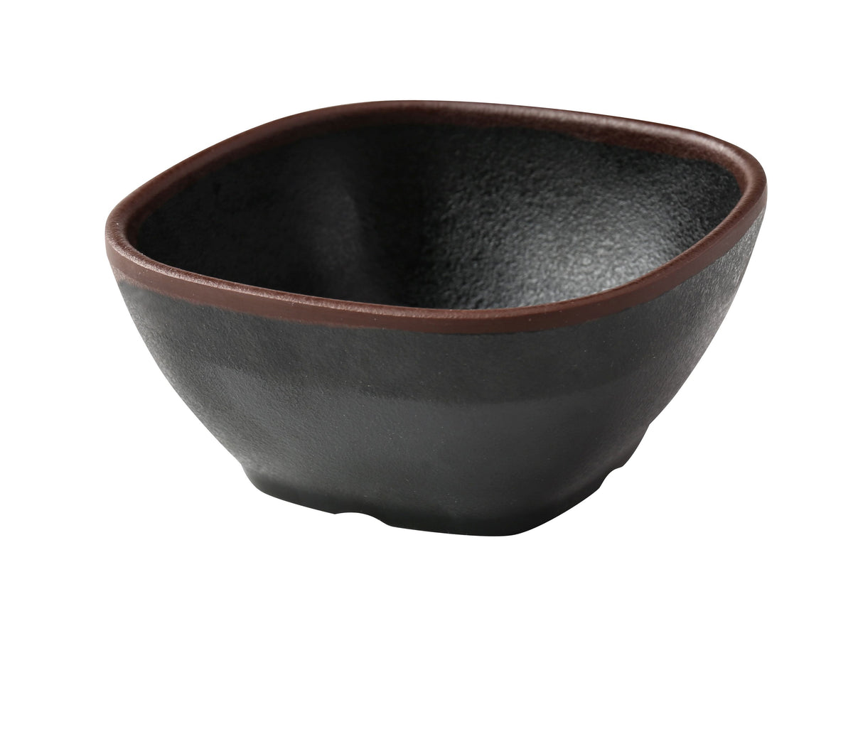 Yanco NA-505BK Miso Soup Bowl, 4.5" x 4.5" x 2" (10-11 oz) Melamine Black/Brown Accent - Case of 48