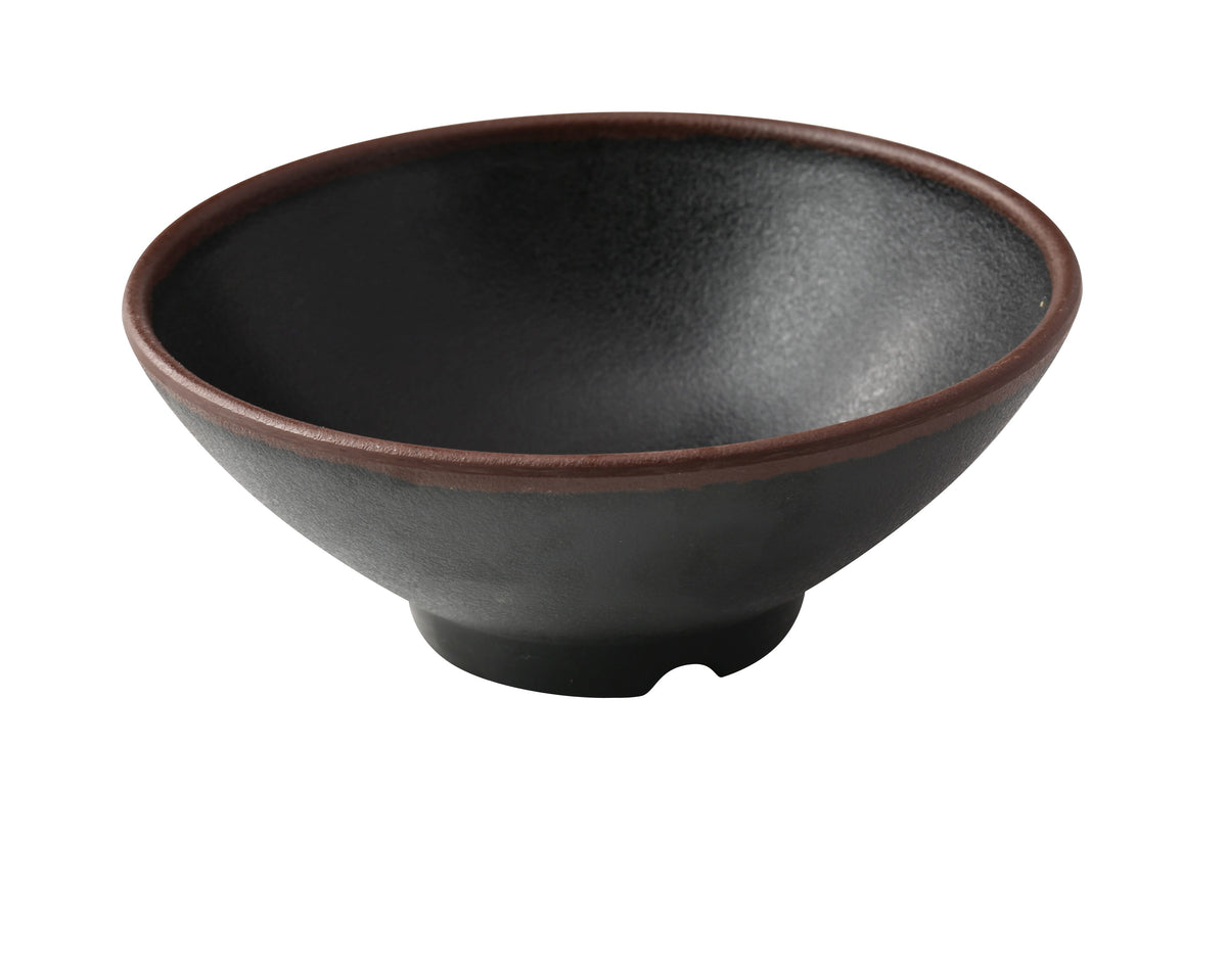Yanco NA-607BK - 7" Dia x 2-3/4" Round Melamine Bowl, Black Brown Accent, 26 oz - Case of 36