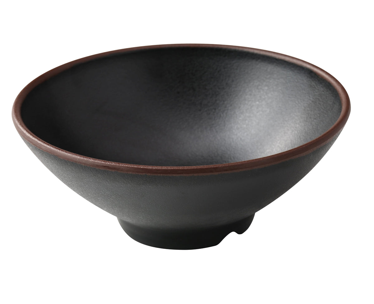 Yanco NA-608BK - 8" Melamine Bowl, 38 Oz (1 Qt), Black/Brown Accent, Dishwasher Safe - Case of 24