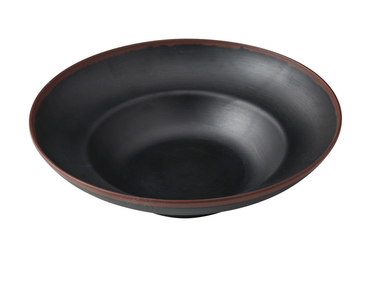 Yanco NA-811BK - 11" Pasta Bowl, 20 Oz, Black With Brown Accent, Melamine Material - Case of 12