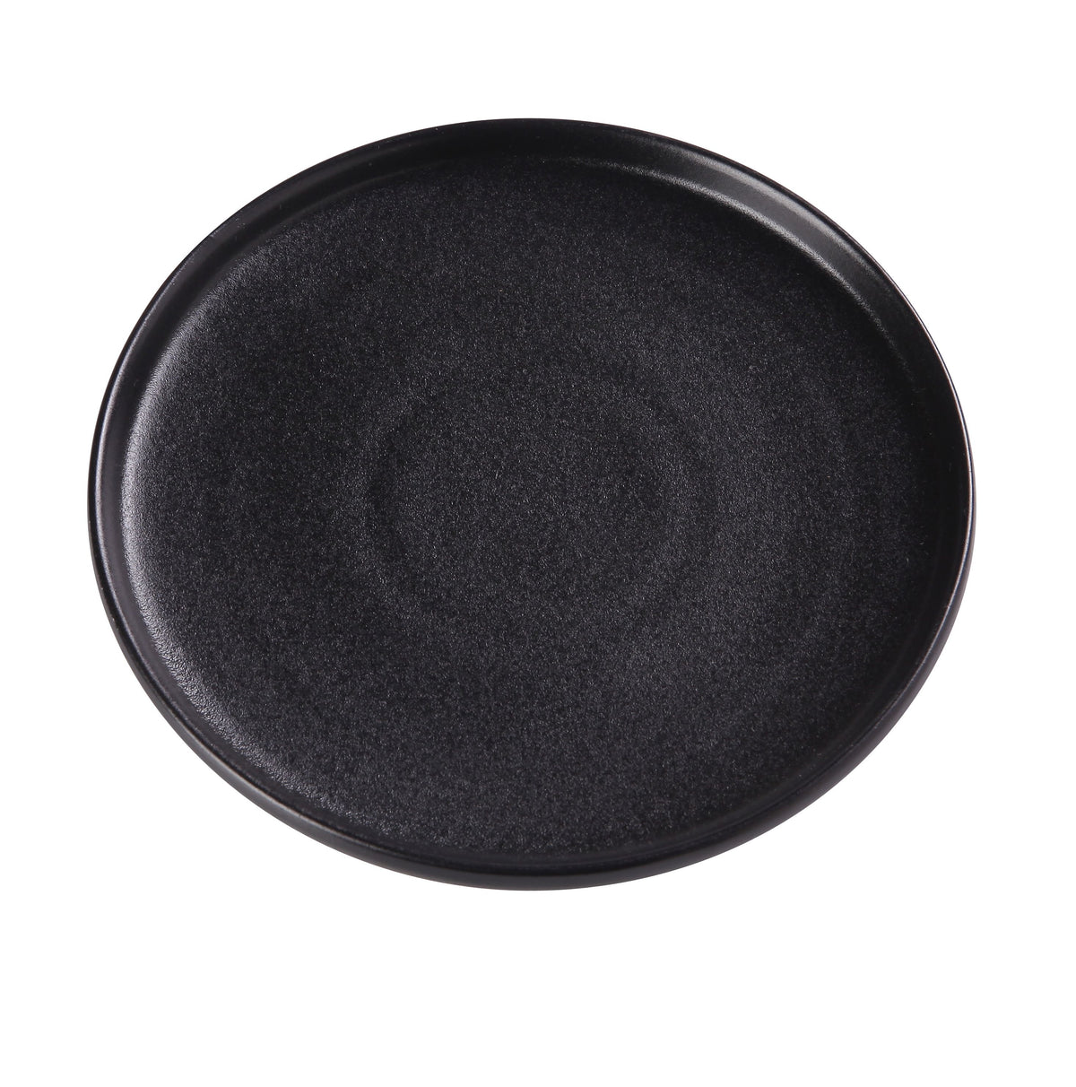 Yanco NB-108 Black Round Porcelain Plate 8-1/4" Diameter, Rolled Edge, Embossed Rim - Case of 24