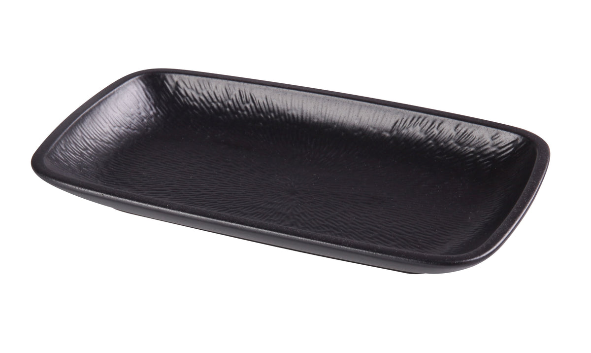 Yanco NB-514 Noble Black Rectangular Porcelain Plate, 14" x 7-1/2" x 1-3/4", Rolled Edge - Case of 12
