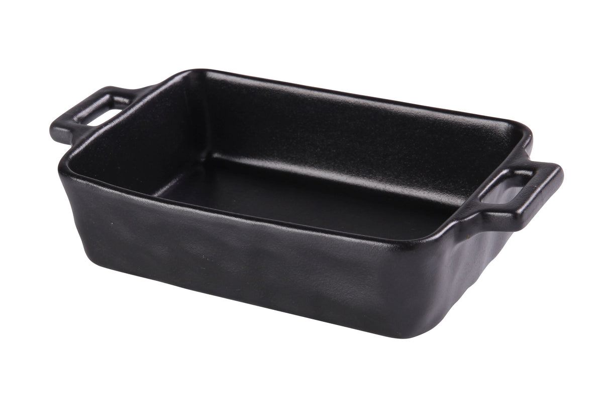 Yanco NB-910 25 oz Bake Dish, 9-1/2" L x 5-1/4" W x 2-1/4" H, Black Porcelain Handle, Oven & Microwave Safe - Case of 6