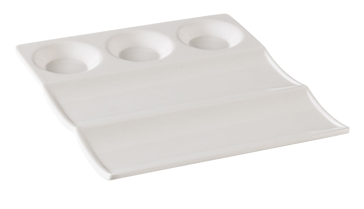 Yanco NC-4600 - 9" x 8" White Melamine 5-Compartment Plate, Heavy-Duty, Dishwasher Safe - Case of 24