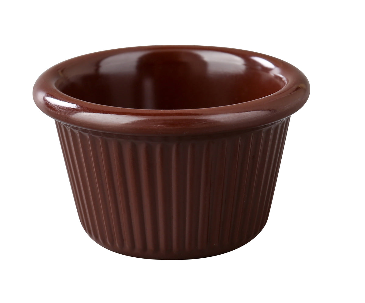 Yanco NC-509C Plastic Ramekin, 2-Oz, 2-7/8" Dia x 1-1/2" H, Melamine Brown Dishwasher Safe - Case of 72