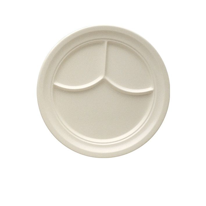 Yanco NC-510I Nu-Classic 9-1/2" Melamine Compartment Plate, 3 Compartments, Ivory - Case of 24