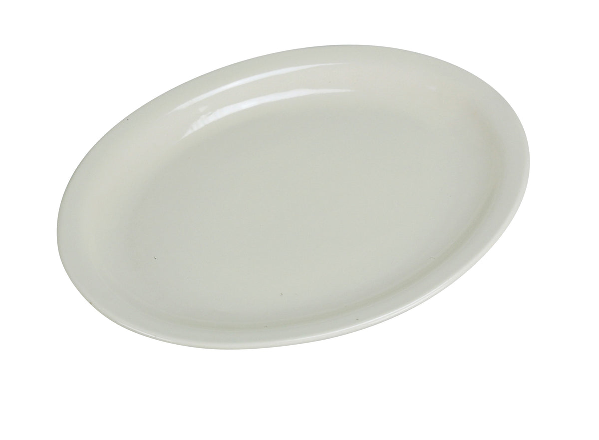 Yanco NR-41 Oval Platter, 8-5/8" L x 6-1/4" W, Narrow Rim, White Ceramic, Dishwasher Safe - Case of 24