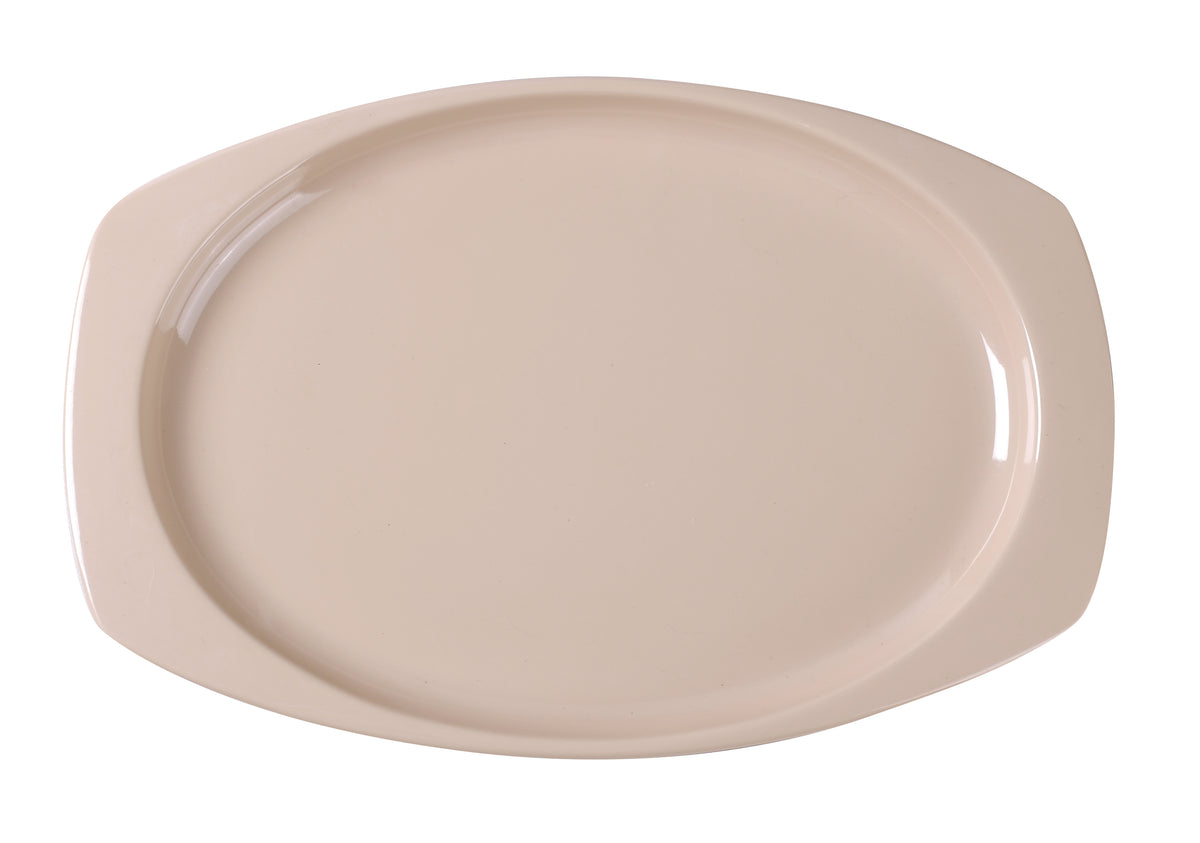 Yanco NS-211T Serving Platter, 11-1/2" L x 7-1/2" W Oblong Tan Melamine, Dishwasher Safe, NSF - Case of 24