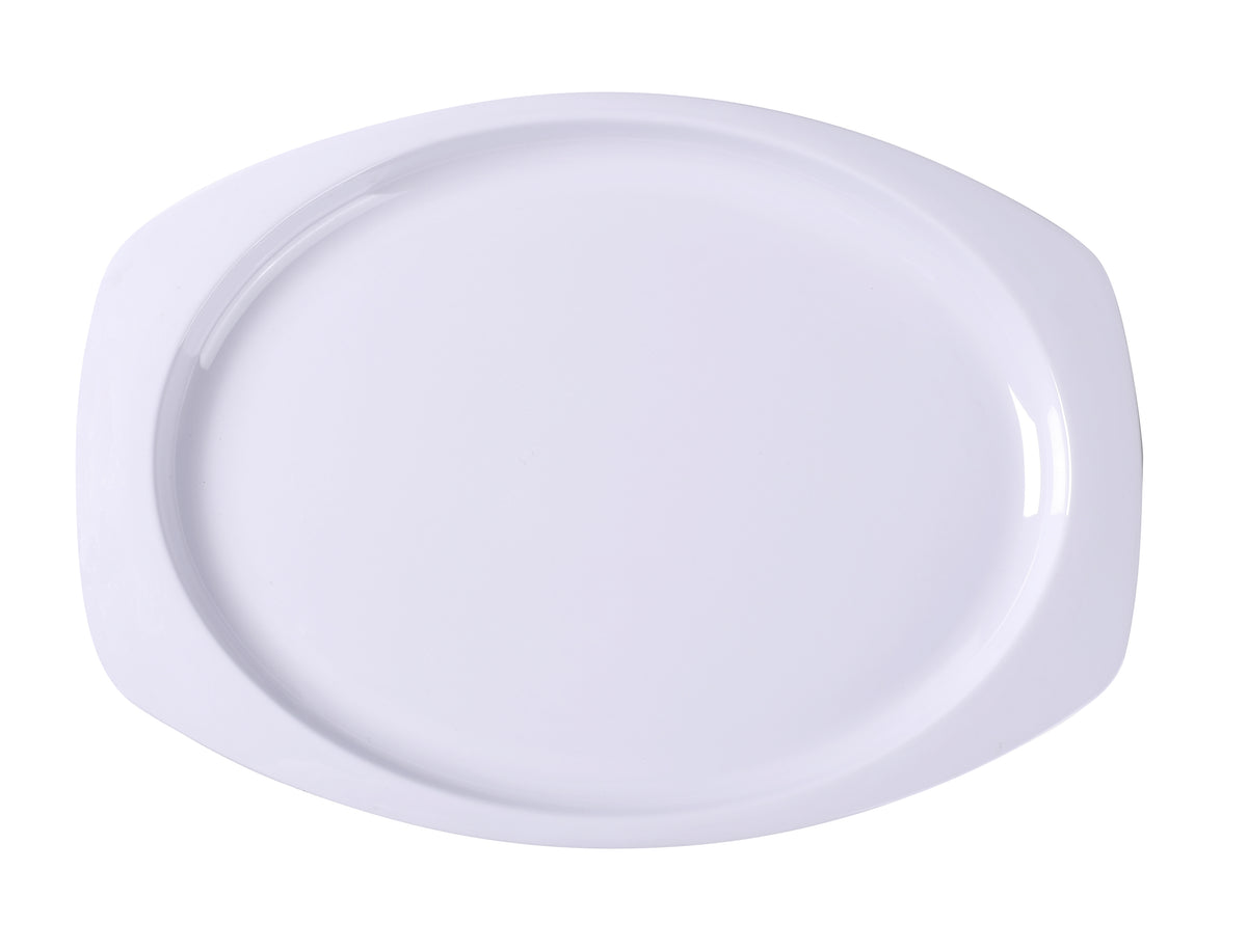 Yanco NS-212W - 12.5" x 9" Oblong Melamine Platter, White, Dishwasher Safe, NSF - Case of 12