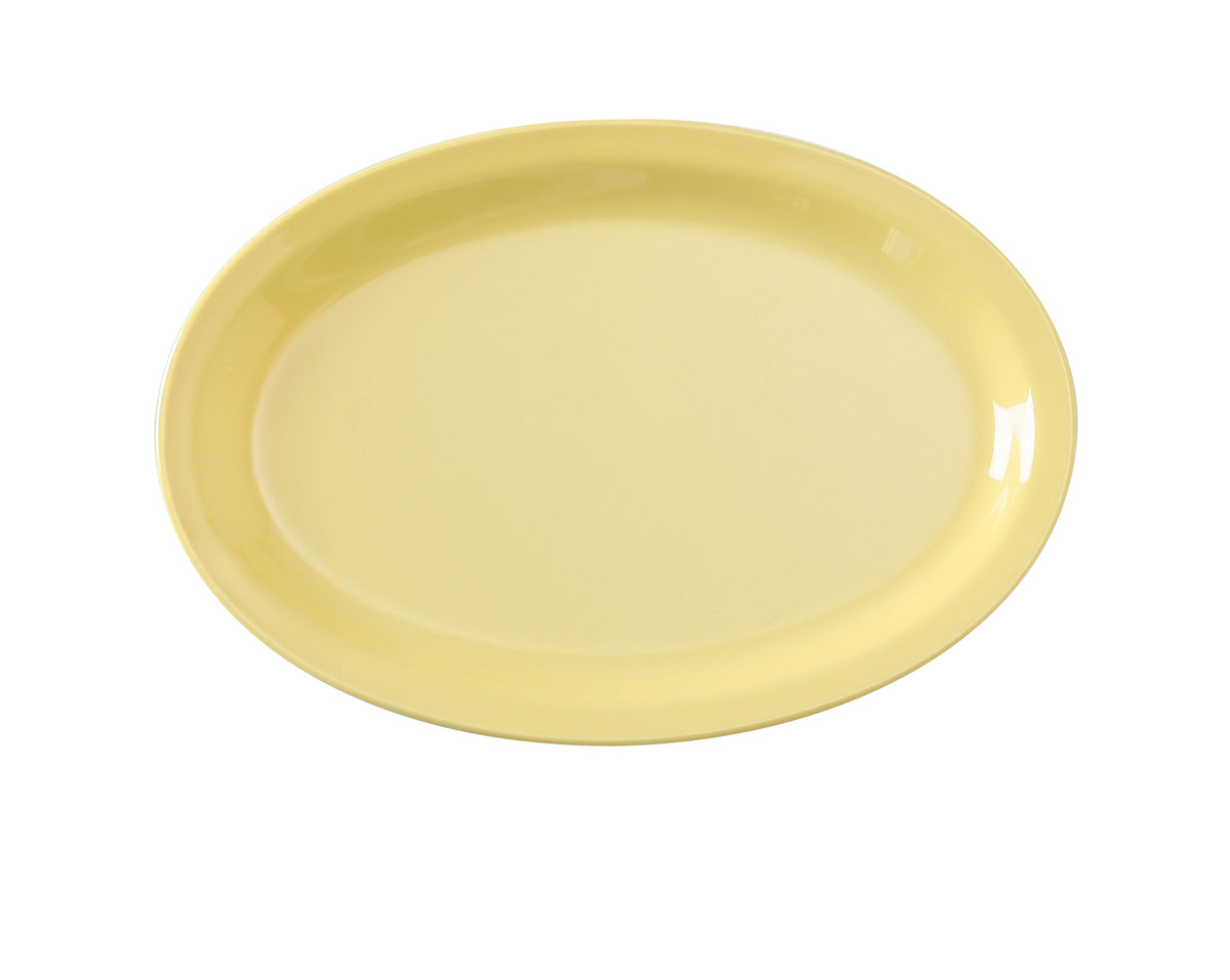 Yanco NS-513Y - 13" x 8-1/2" Oval Melamine Platter, Yellow, Dishwasher Safe, NSF - Case of 12
