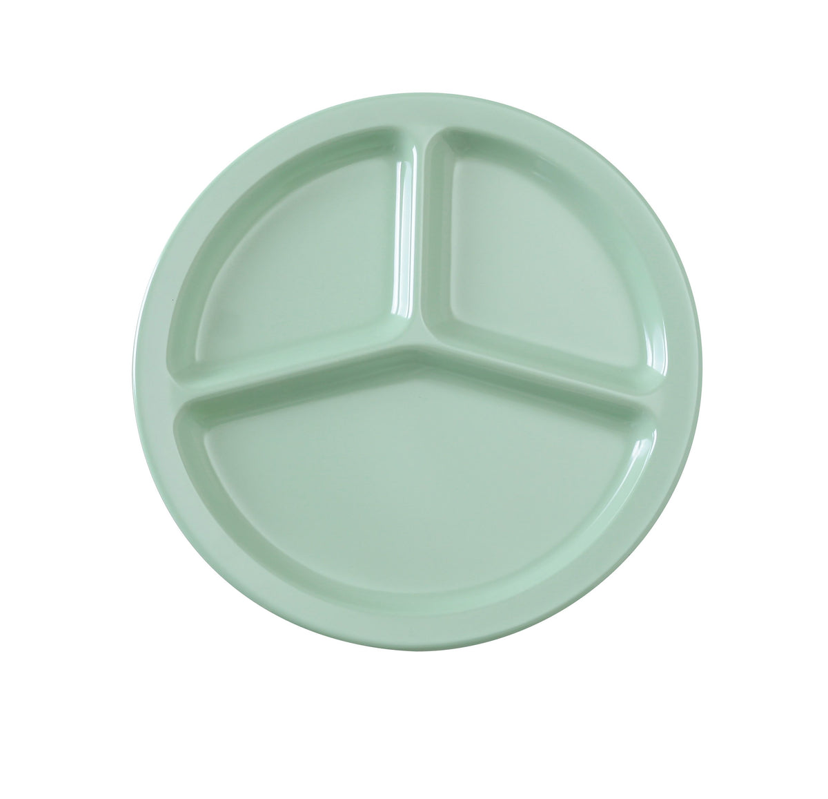 Yanco NS-702G 10" Green Melamine 3-Compartment Plate, Dishwasher Safe, NSF-Certified - Case of 24