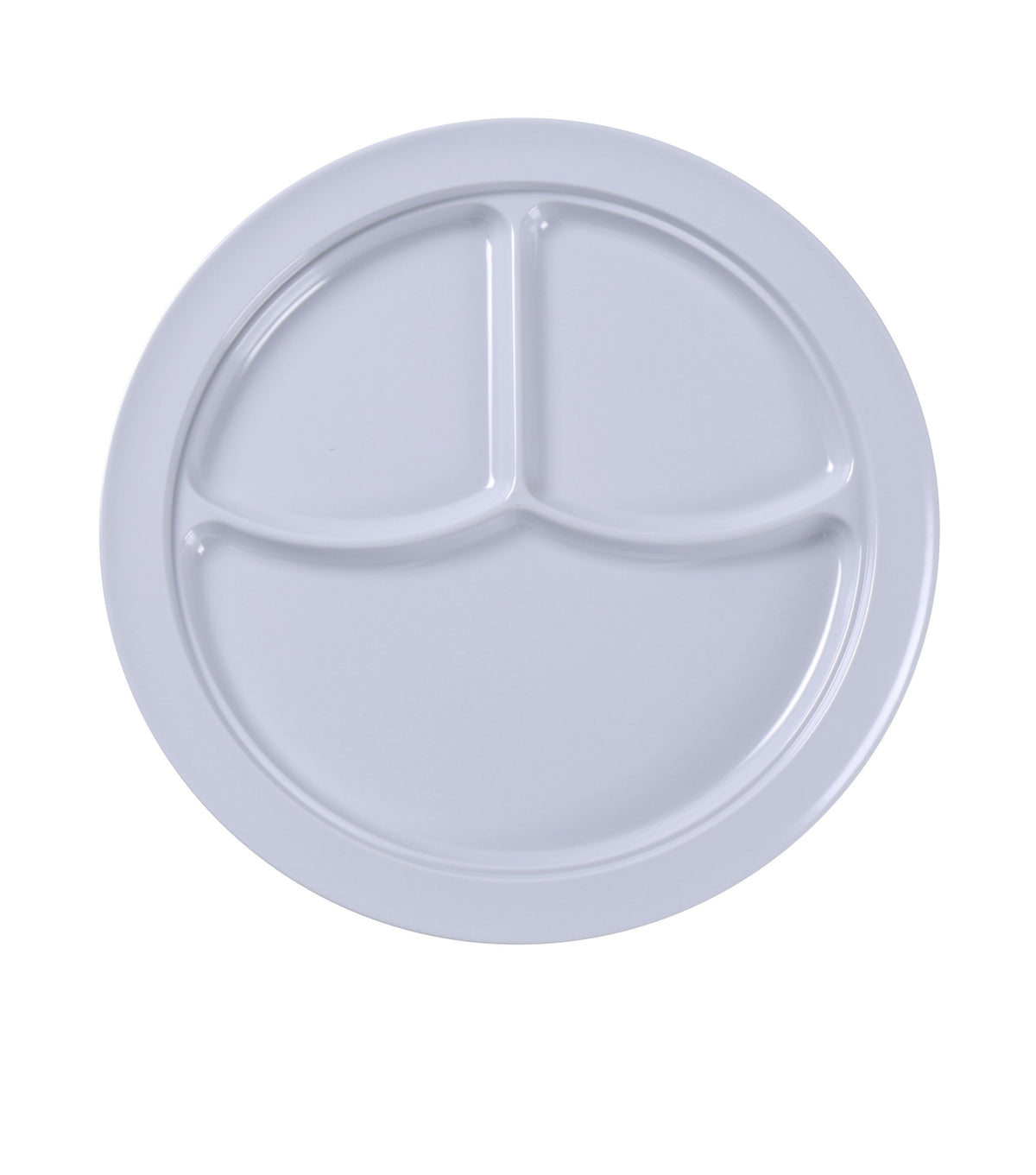 Yanco NS-703W - 10" Round Melamine 3-Compartment Plate, White, Dishwasher Safe - Case of 24