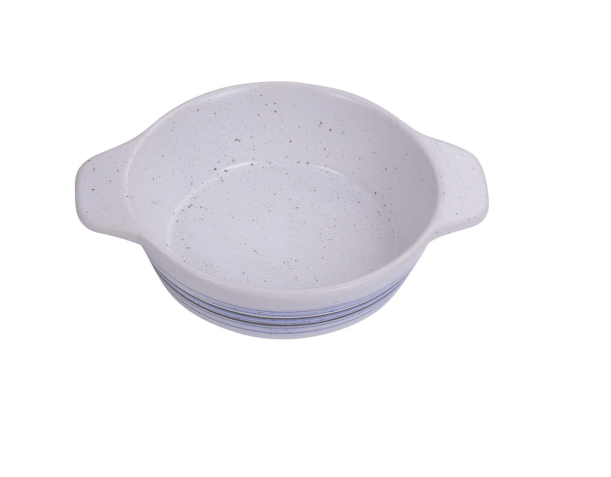 Yanco OC-506 Ocean Bake Dish, 7 Oz Porcelain, White/Blue, 6.5" x 5" x 1.75" H, Oven Safe - Case of 36