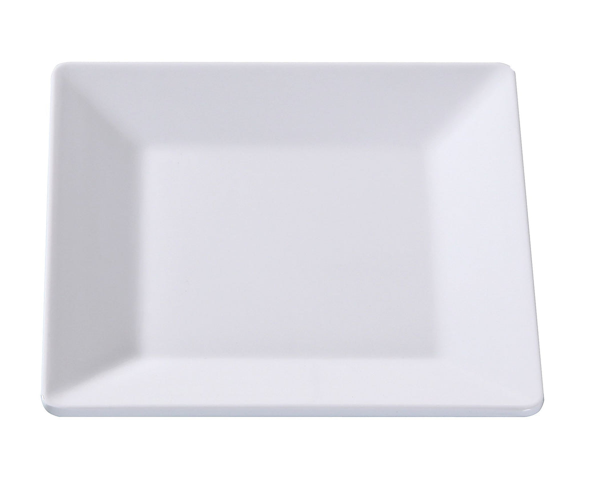 Yanco OK-108 Osaka Square Plate, 8-1/4" x 8-1/4" White Melamine, Dishwasher Safe - Case of 24