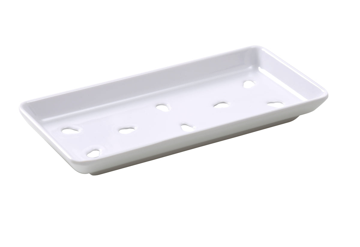 Yanco OK-608 White Melamine Plate 8" L x 3-3/4" W x 3/4" H Dishwasher Safe 8"-9" Long Side - Case of 48