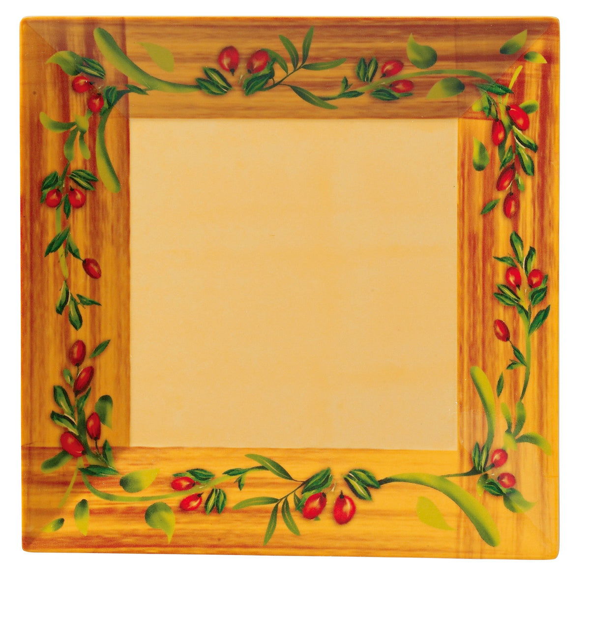 Yanco OL-114 Olive Square Plate, 14" x 14" Melamine, Dishwasher Safe, Design Pattern - Case of 12