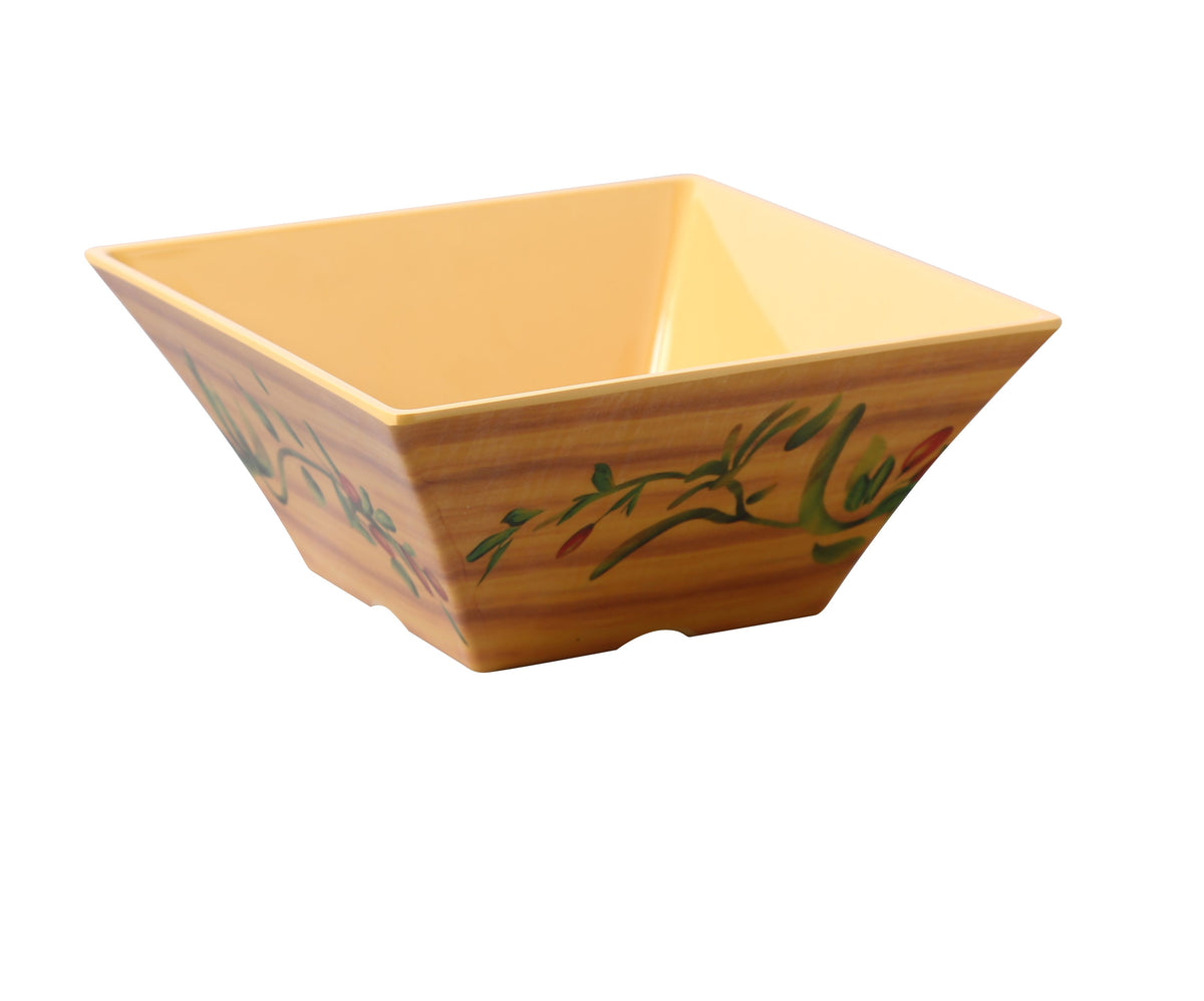 Yanco OL-4109 - Olive Melamine Bowl, Square 4 Qt (128 Oz), 10" L x 10" W x 4" H - Case of 12