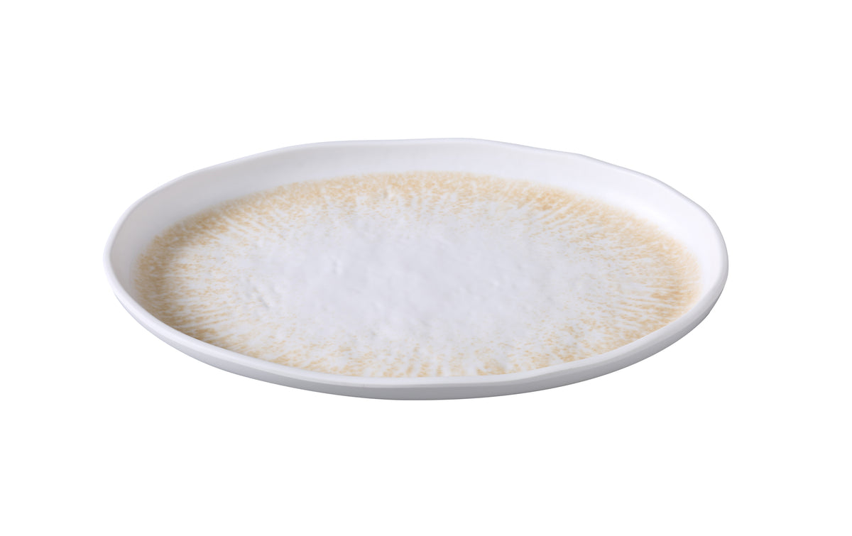 Yanco OP-212 Round Platter, 12 1/4" W x 8 1/4" D x 1 1/8" H, White Melamine, Safe - Case of 24