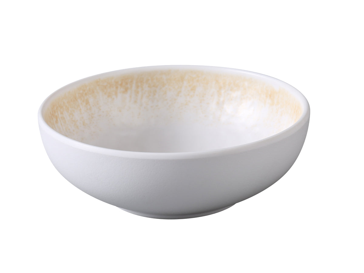Yanco OP-304 Melamine Rice Bowl, 7 oz (4 5/8" Dia x 1 5/8" H), Two-Tone White/Brown - Case of 48
