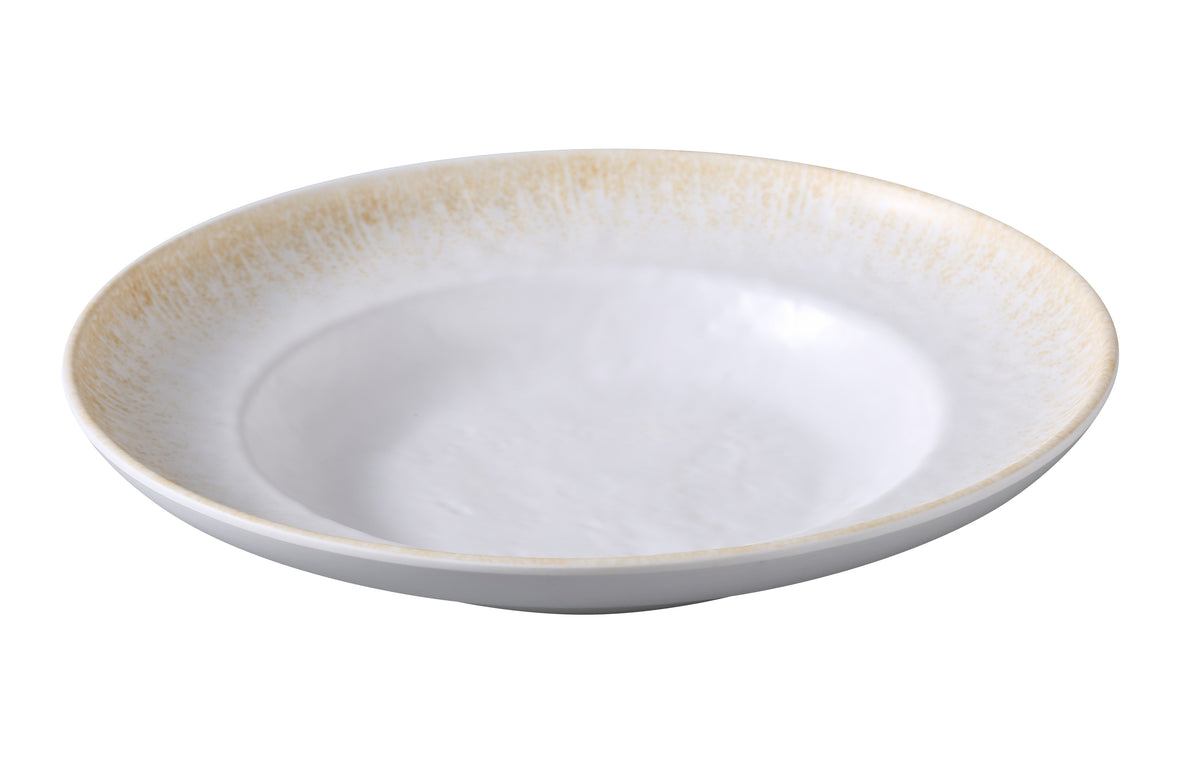 Yanco OP-611 - 22 Oz Round Bowl, 11 -1/4" Dia x 3 ⅛" H, Two-Tone White/Brown Matte Melamine - Case of 12
