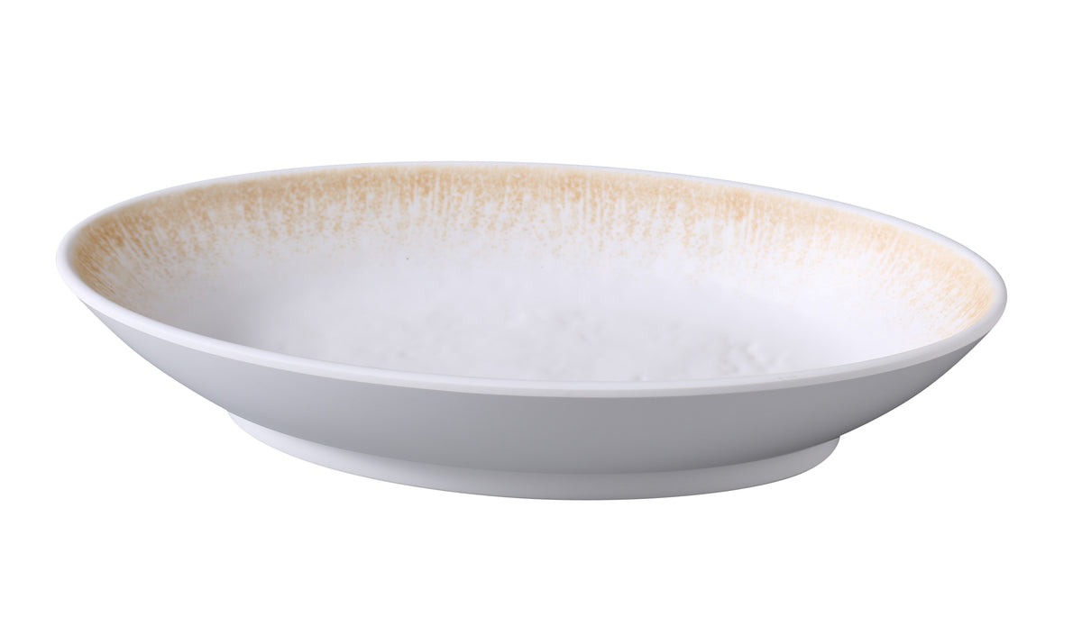 Yanco OP-812 Oval Bowl, 30 Oz (12" W x 6-1/2" D x 2-1/4" H), Two-Tone Melamine, Dishwasher Safe - Case of 12