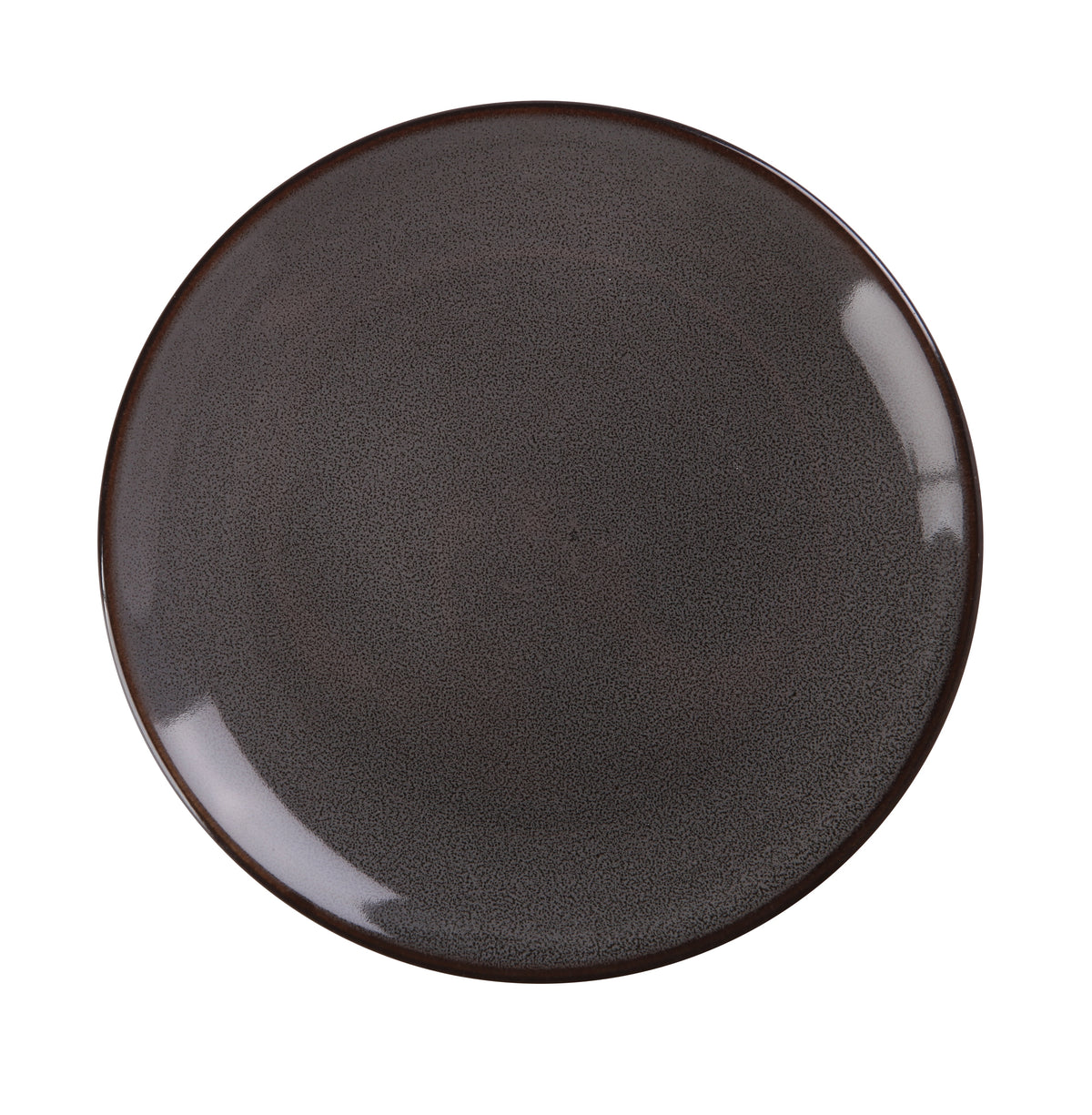 Yanco PK-112 12"-1/4 Round Porcelain Plate, Grey Coupe Rim, Rolled Edge, Dishwasher Safe - Case of 12