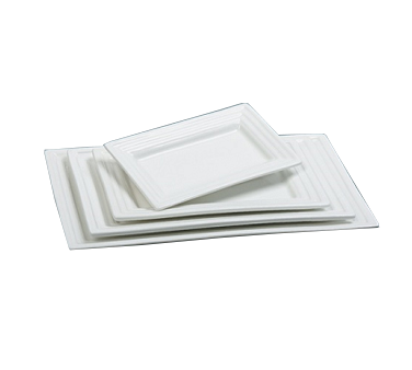 Yanco PL-212 Rectangular Plate, 12" x 7-1/4", White Porcelain, Dishwasher & Microwave Safe - Case of 12