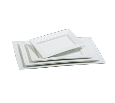 Yanco PL-214 - Rectangular China Plate, 14" Bone White Porcelain, Dishwasher Oven Microwave Safe - Case of 6