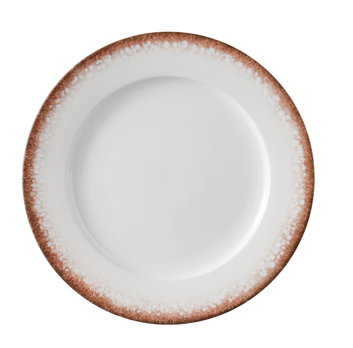 Yanco PR-112 - Porto Dinner Plate, 12-1/4" Dia x 1⅛" H, China, White & Brown, Dishwasher Safe - Case of 12