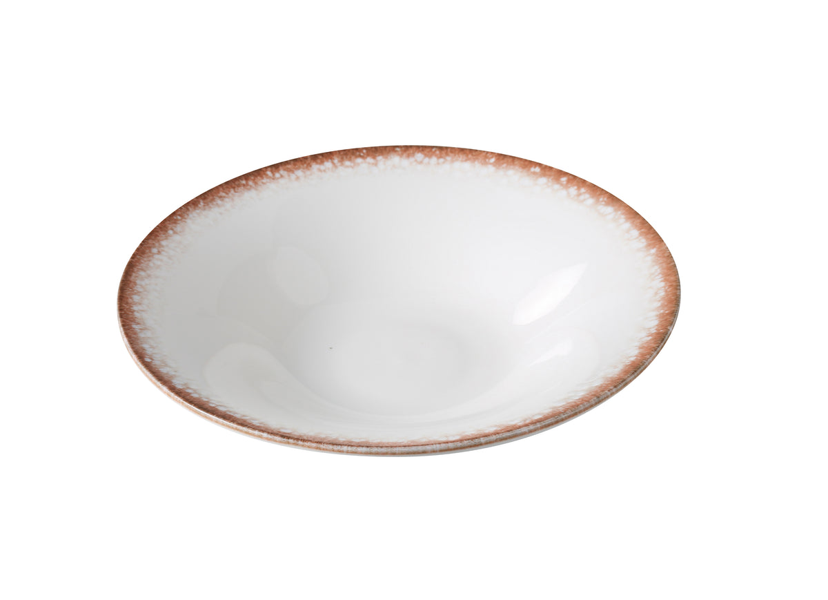 Yanco PR-409 Plate - 9 oz 9 1/8" Dia x 1 5/8" H White Brown China Dishwasher/MW Safe - Case of 24