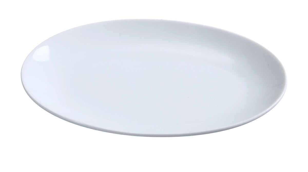 Yanco PS-10-CP - Oval White Porcelain Platter, 10" x 7" Coupe Rim, Dishwasher Safe - Case of 24
