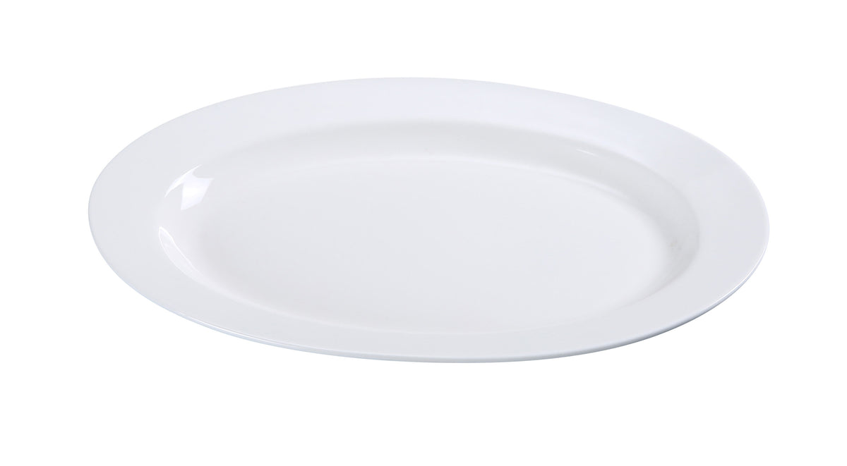 Yanco PS-41 Piscataway Oval Porcelain Platter, 14" x 9-1/2", White, Dishwasher Safe - Case of 12