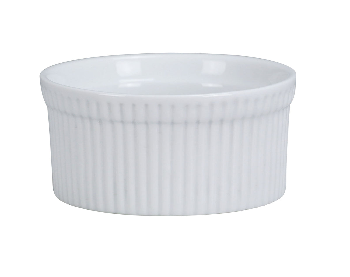 Yanco RK-106 Ramekin, 6 oz (3-7/8" Dia x 2" H) Fluted Porcelain White, Dishwasher Safe - Case of 36