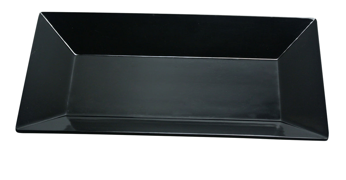 Yanco RM-218BK - Rectangular Reusable Melamine Plate, 18" x 10-1/2" Black, Dishwasher Safe - Case of 12