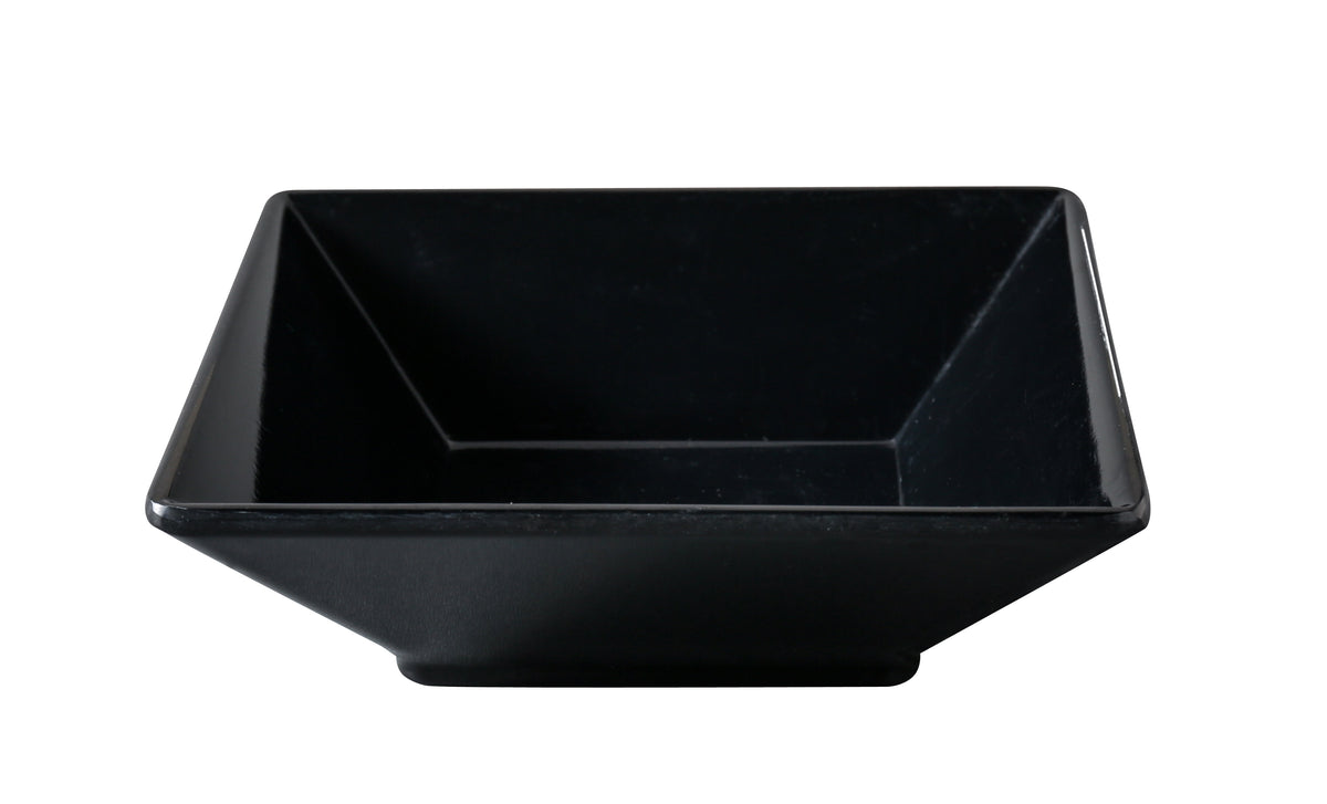 Yanco RM-307BK - 22 Oz Square Bowl, 7" x 7" x 2" Deep, Black Melamine, Dishwasher Safe - Case of 48