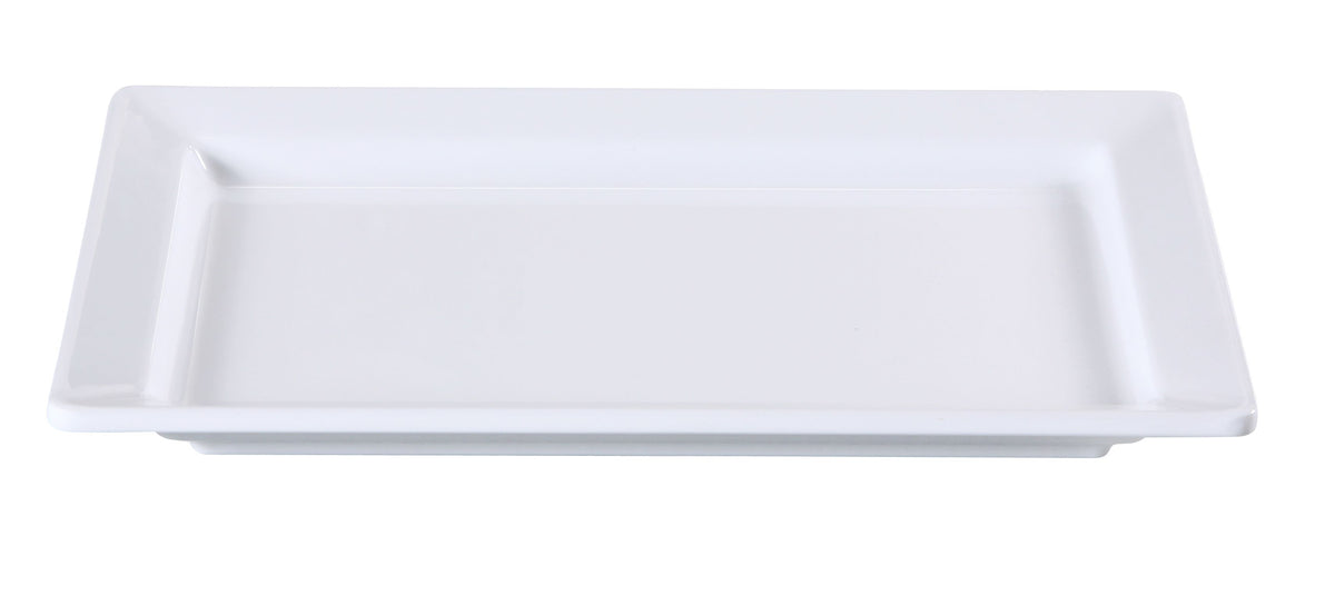 Yanco RM-4312 Rome Plate, 12" x 8-1/2" Rectangular Melamine Platter, White, Dishwasher Safe - Case of 12