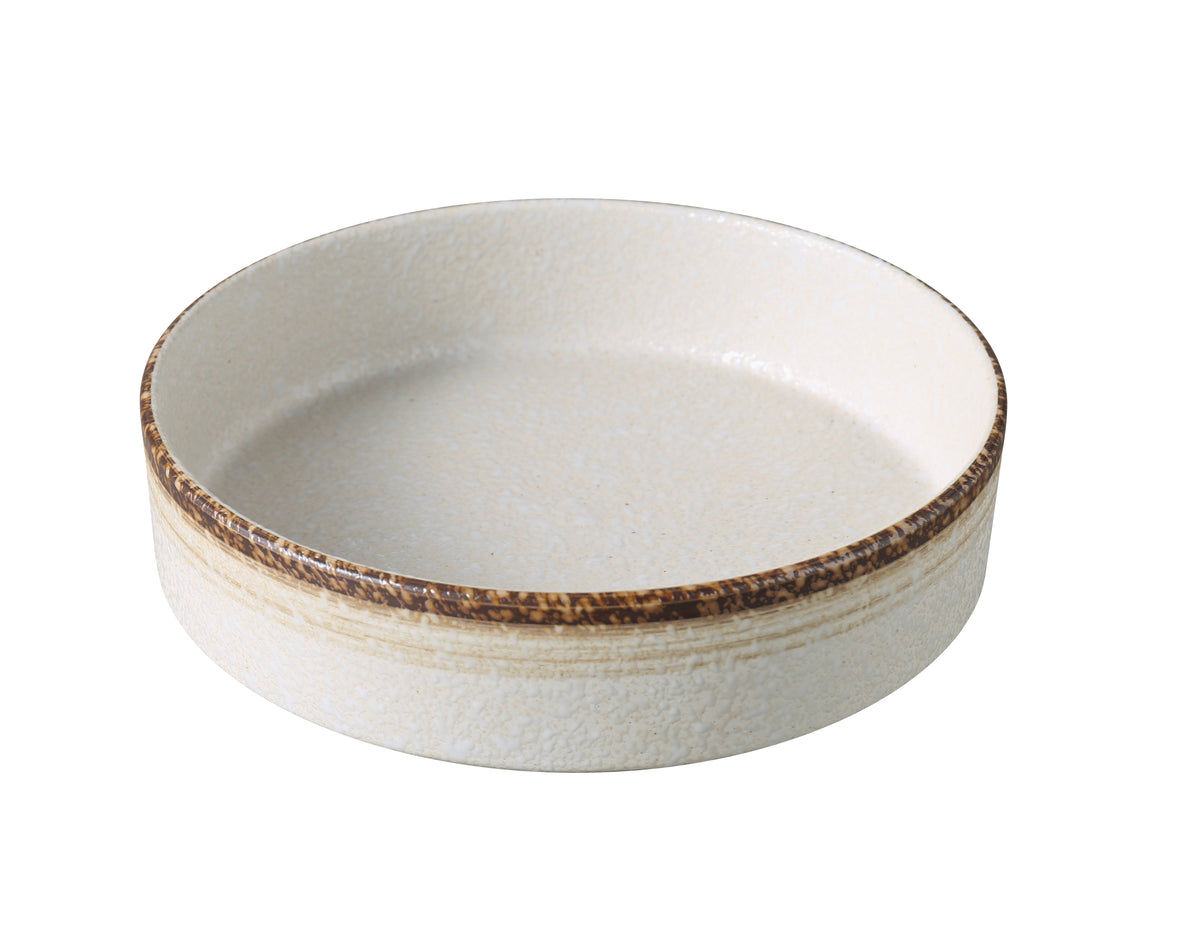 Yanco RO-2708 - Rockeye Round China Bowl 8" Diameter 35 oz White/Brown Microwave Safe - 1 Dozen - Case of 12
