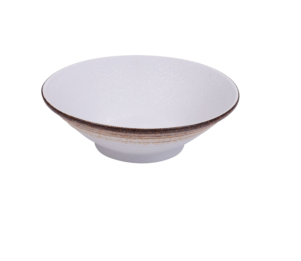 Yanco RO-2809 Ramen Bowl, 27 Oz (9" Dia x 2-3/4" H) White/Brown Porcelain, Dishwasher Safe - Case of 12