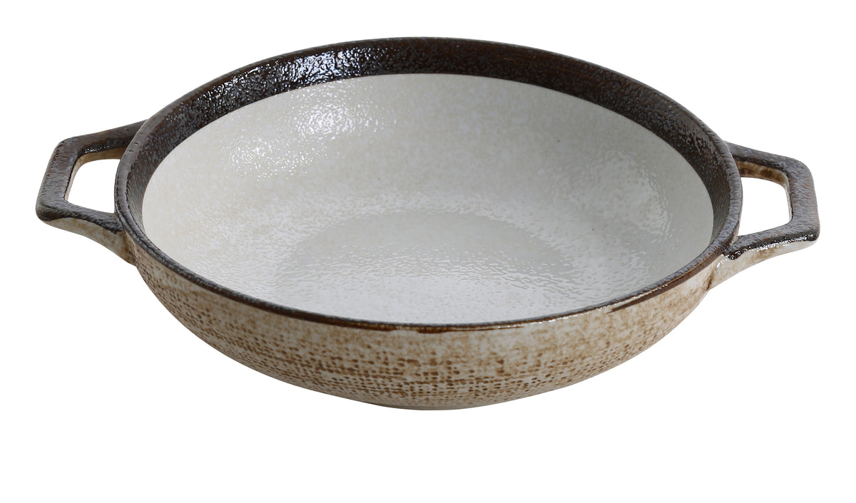 Yanco RO-512 40 oz Rockeye Porcelain Bowl, 11-1/2" L x 8-3/4" W x 2-1/4" H, Handles, Dishwasher & Oven Safe - Case of 6