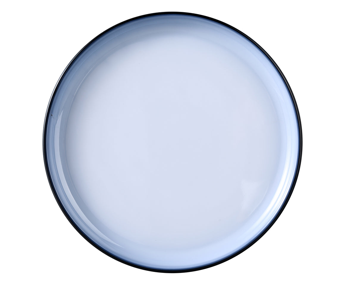 Yanco SN-112 - Deep Round Melamine Plate, 11-1/2" Dia x 1" H, White/Black, Dishwasher Safe - Case of 12