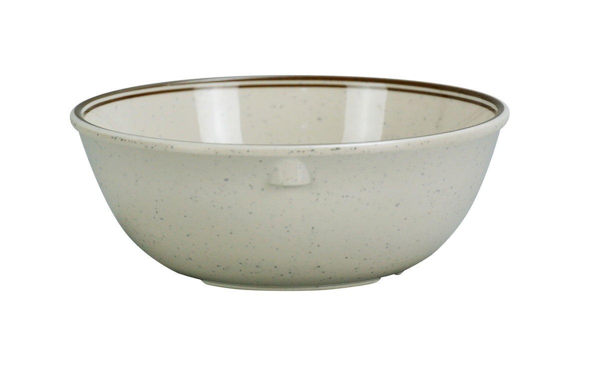 Yanco SS-314 Melamine Bowl, 4-7/8" Dia x 1-3/4" H, 11 oz, Beige Brown Band - Case of 48